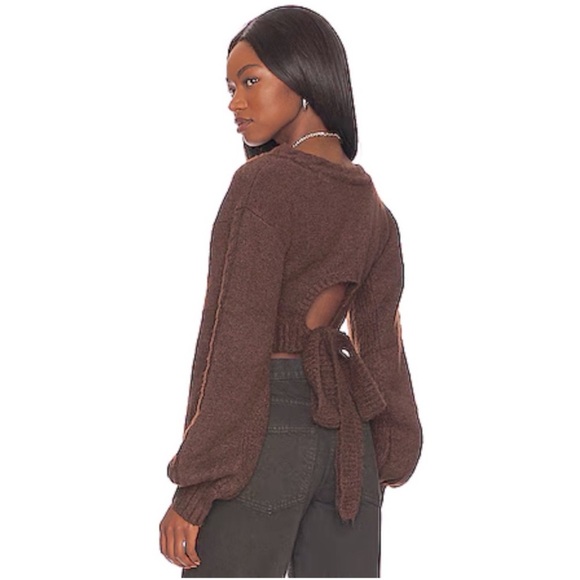 For Love and Lemons Amelia crop sweater brown size M NWT - Picture 3 of 11